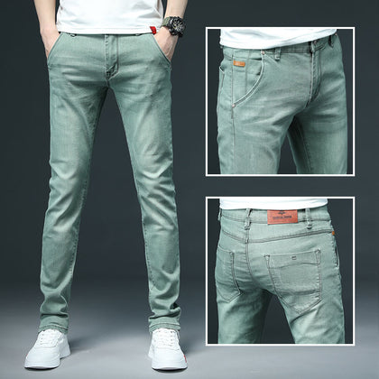 Mens Colored Jeans Stretch Skinny Jeans Men Fashion Casual Slim Fit Denim Trousers Male Green Black Khaki White Pants Male Brand