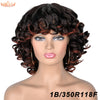 Short Hair Afro Kinky Curly Wigs With Bangs For Black Women Synthetic African Ombre Glueless Cosplay Wigs High Temperature