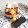 New Hand-knitted Crochet rainbow Flowers Women Shoulder Messenger Bag Woolen Yarn Handmade Tassel Shopping Handbag