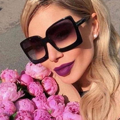 Oversize Square Sunglasse Women 2019 Vintage Black T Frame Sun Galsses Men Luxury Brand Black Shades UV400 New Fashion - Surprise store