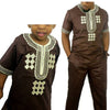dashiki men african mens suits tops shirts pant 2 pieces set  3xl 4xl