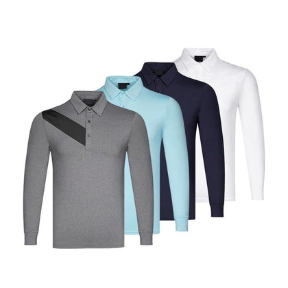 Golf shirts 2021 men's spring fashion long sleeve 95% polyester 5% spandex blank golf polo shirts for promotion - Surprise store