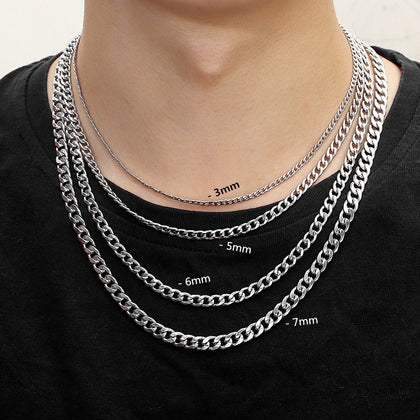 Men's Chain Necklace Stainless Steel Jewelry On The Neck Chain male Personality Hip Hop Necklace Fashion Accesories For Men