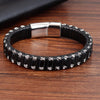 Punk Stainless Steel Chain Combination Leather Bracelet Multi-layer Accessories Personality Men Bracelet Collection Gift