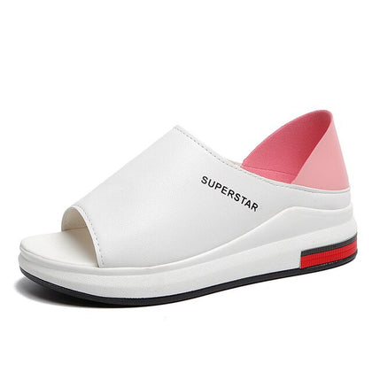 Plus Size Summer Casual Flat Women Sandals Sport Fashion Mixed Colors Slip-On PU Leather Non-slip Platform Beach Women Shoes