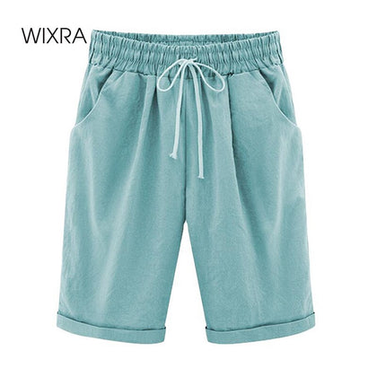 Wixra Women's Lace-Up Shorts Pockets High Waist Solid Casual Streetwear 2020 Summer Women Plus Size