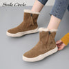 Smile Circle Suede Leather Ankle Boots Women Natural fur Warm Snow Boots Zipper Easy to wear Flat Boots Winter Ladies Shoes - Surprise store