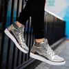 New Fashion Gold Shoes Men Casual Shoes High-top Night Club Sneaker Male Lace-up Sequins Rock Shoes zapatos hombre 2020