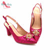 Fashionable African Shoes and Bag Set Italian Women Fuchsia Color Nigerian Shoes with Matching Bags for Royal Wedding Party