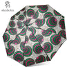 African Windproof UV Ankara Print Umbrellas Three Folding Automatic Sun Umbrella with Black Coating for Business Paraguas