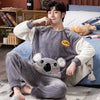 2020 Winter Long Sleeve Thick Warm Flannel Pajama Sets for Men Coral Velvet Sleepwear Suit Pyjamas Lounge Homewear Home Clothes