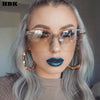 Candy Color Cat Eye Sunglasses Women Clear Lens Big Frame Shades Acetate Eyewear Ladies One Piece Rivet Sexy Sun Glasses Female