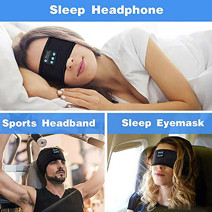 RLOVS Bluetooth Sleeping Headphones Sports Headband Soft Elastic Comfortable Wireless Music Headphones Eye Mask Side Sleeper