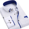 Business Mens Dot Plaid Print Turndown Collar Long Sleeve Button Shirt Blouse Tops Fashion Casual shirt Male Social Dress Shirts