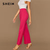 SHEIN Ginger High Rise Piped Pants Elegant Wide Leg Zipper Fly Plain Workwear Trousers Women Stretchy Highstreet Autumn Pants - Surprise store
