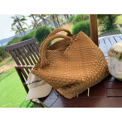 Basket Woven Crossbody Bucket Bag Handbagsfor Women 2020 Summer New Casual Beach Handbag Female Shoulder Travel Bags Small Tote