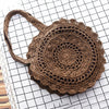 Hand-Woven Straw Bag Women Handmade Hollow Handbag Circle Shape Rattan Bag Big Capacity Summer Handbag Casual Travel Beach Bag