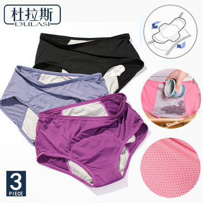 DULASI 3pcs Leak Proof Menstrual Panties Physiological Pants Women Underwear Period Cotton Waterproof Briefs Dropshipping