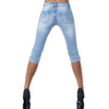 Jeans Shorts Women 2021 Summer Fashion Skinny Half Trousers Street Broken Denim Shorts Capri Pants 3/4 Ripped Jeans Plus Size