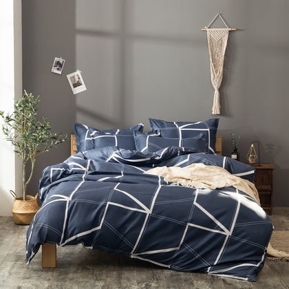 Nordic Geometric Stripe Duvet Cover Simple Bedding Sets Bed Linen Set Blue Red Single Double Queen King Size No Bed Sheet Quilt