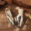 Veowalk Men‘s Canvas Espadrilles Flats Handmade Embroidery Loafers Comfortable Linen Denim Slip-on Driving Shoes