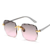 2021 Square Rimless Sunglasses Women Luxury Brand Designer Summer Red Glasses Fashion Sun glasses For Men UV400 Shades Oculos