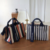 Fashion Striped Women Shoulder Bag Korean Style Canvas Sling Bags Small Square Crossbody Handbag Mommy Simple Travel Handbags