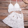 Sexy Knitted Bikini Thong Bathing Suit Women High Waist Crochet Swimsuit With Skirt Shell Hollow Out Swimwear