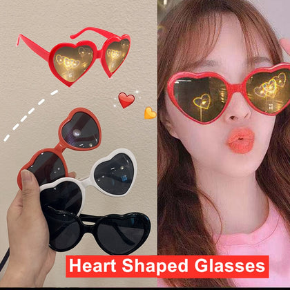 2021 Love Heart Shaped Effect Glasses Watch The Lights Change Love Image Heart Diffraction Glasses At Night Sunglasses For Women