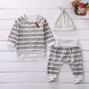 0-18Months 3pcs Striped Outfits set for New born infant baby Boy clothes Long Sleeve T-Shirt Tops+Pants+Hat casual clothing