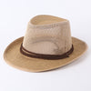 Caluriri Breathable Mesh Men Western Cowboy Hat Outdoor Straw Hat Men Summer Seaside Beach Hat Camping Men Sun Hat