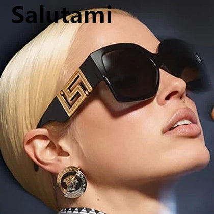 Vintage Oversized Black Leopard Square Sunglasses For Women Luxury Brand Graidient Sun Glasses Female Elegant Big Shades 2021