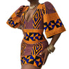 African Dresses for Women 2021 New Fashion Summer V-neck African Short Sleeve Printing Dress African Women Clothes