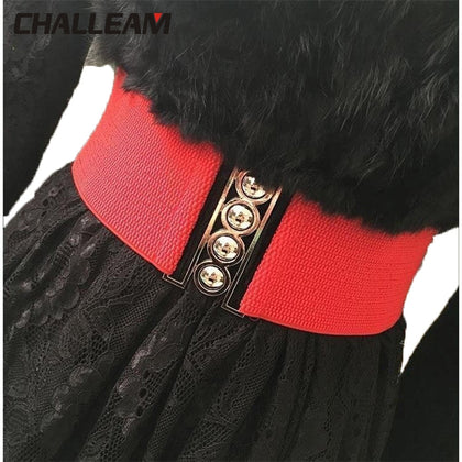 Women's wide belt female designer thick body belt belt fashion elastic dress female luxury white belt elastic red waist 19
