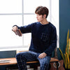 2020 Winter Long Sleeve Thick Warm Flannel Pajama Sets for Men Coral Velvet Sleepwear Suit Pyjamas Lounge Homewear Home Clothes