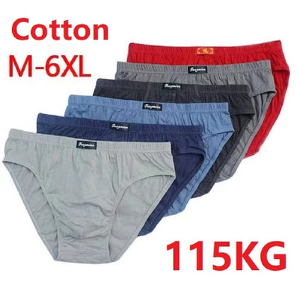 6pcs/Lot 6XL 5XL Men'S Underwear Men Briefs 100% Cotton Plus Size Briefs Mens Comfortable Underpants Man Underwear Breathable