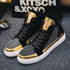 2019 Cool Men High Top Men Gold Glitter Sneakers Lace Up Crystal Platform Flats Gold Shoes Man Sequins krasovki Bling Shoes AC-2 - Surprise store