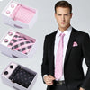 Luxury Formal Men's Pink Tie Stripe 7.5cm Ties Set Business 100% Silk Fashion Accessories