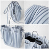 FUNMARDI Brand Design PU Leather Shoulder Bag Pleated Stripe Bucket Bag Ladies Crossbody Bag For Women Bag 2021 Handbag WLHB3081
