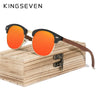 KINGSEVEN Retro Fashion Style Handmade Black Walnut Wooden Sunglasses Men Women 100%Polarized UV400 Lens Semi-Rimless Eyewear