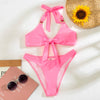 Rhinestone Solid Color Swimsuit Women Bikinis Low Waist Pink Bikini Push Up Bodysuit Beachwear Summer Ladies Triangle Biquini Se