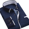Business Mens Dot Plaid Print Turndown Collar Long Sleeve Button Shirt Blouse Tops Fashion Casual shirt Male Social Dress Shirts