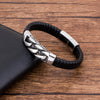 Charm Genuine Leather Black Stainless Steel Magnetic hk Bracelet Men Birthday Gift For boy friend