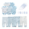 2021 Solid Unisex New Born Baby Boy Clothes Bodysuits+Pants+Hats+Gloves Baby Girl Clothes Cotton Clothing Sets Roupa de bebe