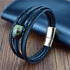 4Pcs/ Set Braided Wrap Leather Bracelets for Men Vintage Multi Stone Charm Stainless Steel Men Beads Ethnic Tribal Wristband