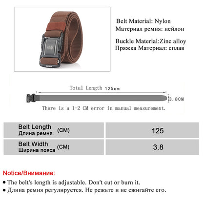 Elastic Men Belt Alloy Magnetic Buckle Outdoor Working Tactical Belt For Jeans Pants Casual Stretch Overalls Male Waist Belt New