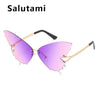 Unique Rimless Overiszed Butterfly Cat Eye Sunglasses For Women New Fashion Brand Gradient Sun Glasses Big Frame Female Shades