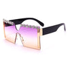 Oversized Square Rimless Rhinestone Sunglasses Women Brand Designer Flat Top Diamond Sun Glasses Female One Piece Gafa de sol - Surprise store