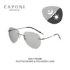 CAPONI Rimless Avation Sun Glasses For Men Polarized Discoloration Driving Fishing Sunglasses Light Weight Shades Male BS7466
