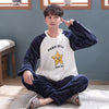 2020 Winter Long Sleeve Thick Warm Flannel Pajama Sets for Men Coral Velvet Sleepwear Suit Pyjamas Lounge Homewear Home Clothes